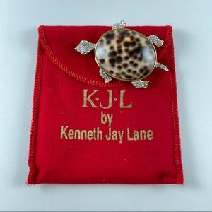 Kenneth Jay Lane Cowrie Shell Turtle Brooch